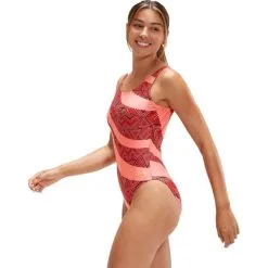 Speedo Women's Printed Deep U-Back 10 Speedo Women's Printed Deep U-Back -Ski beste salg speedo women s printed deep u back oxblood coral 2